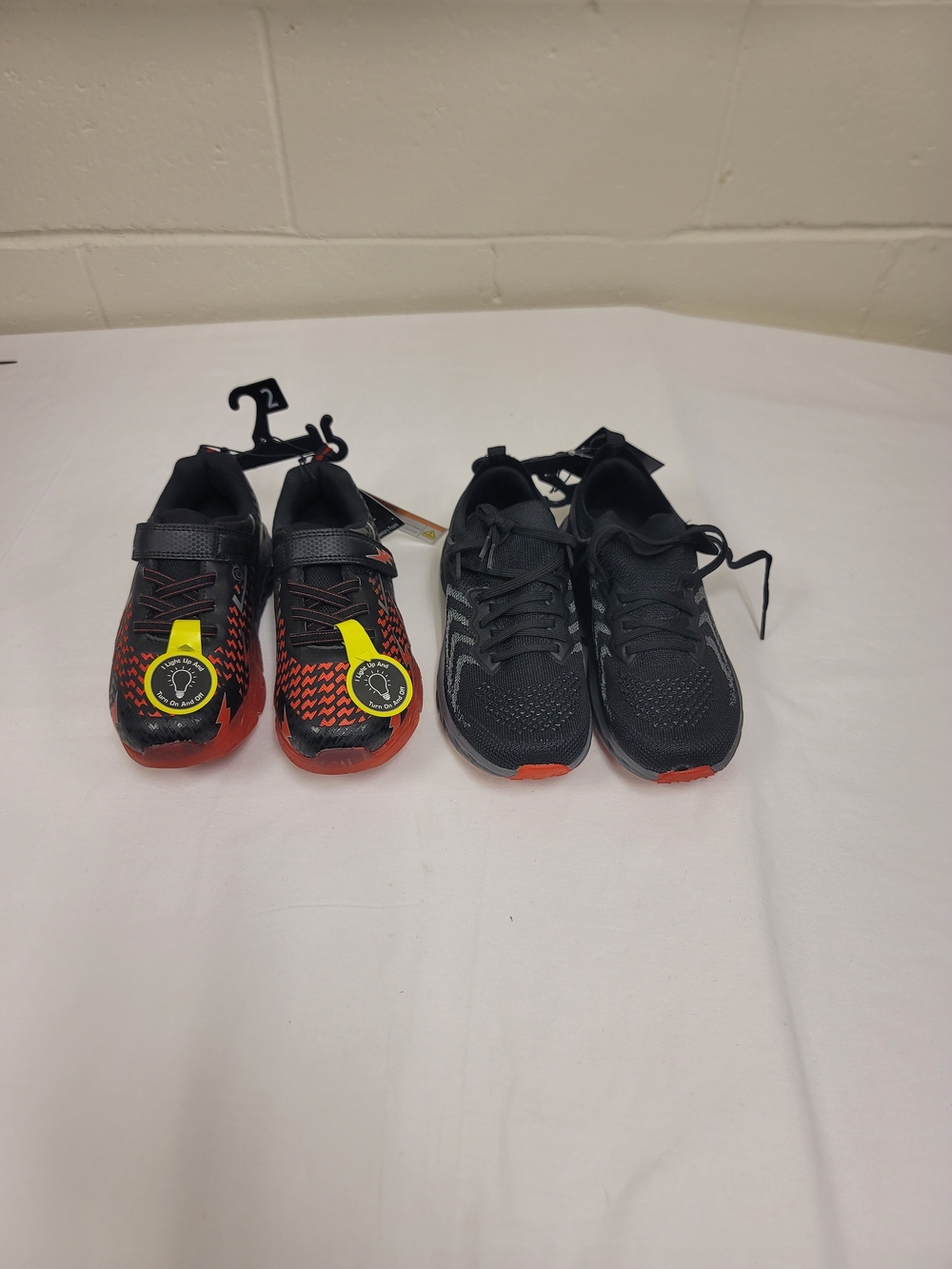 2 Pairs Athletic Works Kids Black and Red Sneakers, Red N Black